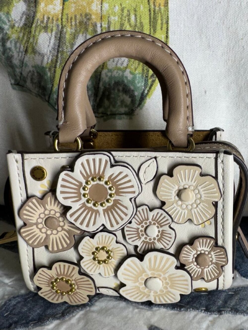 Coach Mini Rogue Charm with Tea Roses